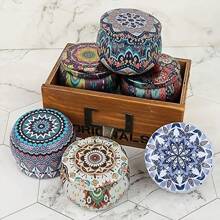 42 Peças/6 Conjuntos Kit de Fabricação de Velas com Potes Estampados, Tampas, Pavios, Adesivos e Suportes - Perfeito para Artesanato DIY, Presentes de Natal e Armazenamento, Suprimentos para Fabricação de Velas