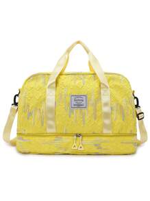 Bolsa feminina elegante e fofa com compartimento separado para sapatos, bolsa leve com várias camadas, bolsa de viagem com iluminação 3D rosa de grande capacidade, alça removível, separação para seco e molhado, adequada para academia, atividades ao ar livre, estudantes, maternidade, presente para melhor amiga, bolsa de viagem personalizada, bolsa de viagem masculina para viagens curtas, acessórios escolares, material escolar