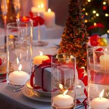 3 buc vaze cilindrice de sticlă pentru decorațiuni de masă centrale, vază de flori de sticlă pentru centre de nuntă, vaze mici pentru flori vaze cu muguri, aranjament floral ghiveci decorativ, lotus verde, floare falsă, imitație de floare, vază de bricolaj