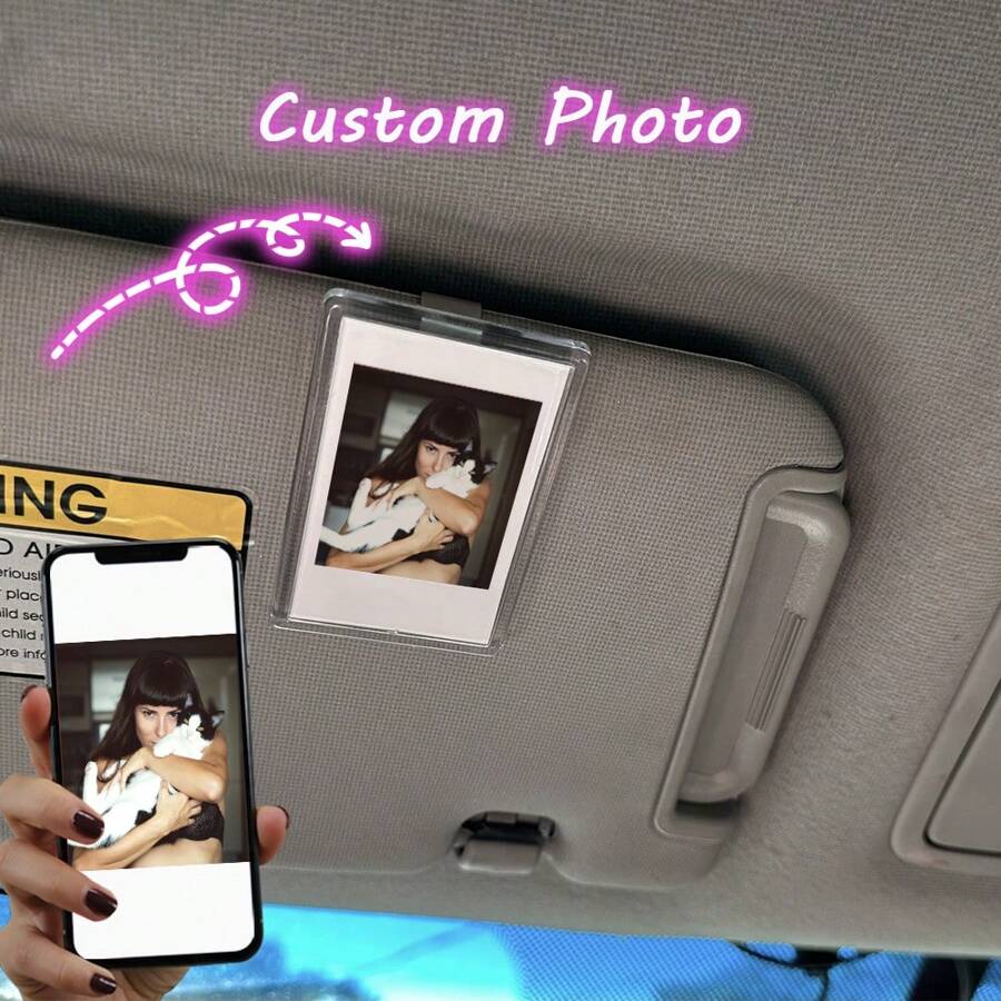 Car Sun Visor Photo Clips, DIY Car Decoration Photo Frame, Couples Gift, Wallet Photo Holder, Family Pet Memorial Photo Frame Clip-On,Automotive,Halloween Edit,Fall Décor