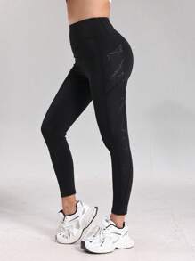 Hot Gold High Waisted Hip Lifting Casual Sports Yoga Pants With Pockets, Slim And Comfortable, Suitable For Running Yoga Fitness