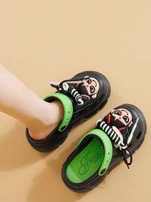 Women Minimalist Fashion Cute Hollow Slip-On Sandals, Comfortable Thick Sole Closed-Toe Slide Slippers, - Black - View 5