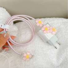 Set de 5 fundas protectoras de cargador de 20W, versión europea, con diseño de flor de cerezo, para proteger tu cable de carga de 13 Pro Max, 11, 12, 13, 14, 15 y 16 Pro Max