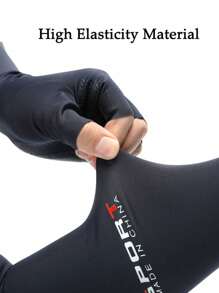 1 Pair Unisex Anti-UV Cooling Arm Sleeves With Half Finger Gloves, Summer Sunscreen Sweat Absorbing Arm Guards With Non-Slip Palm, Sun Protection Ice Sleeves For Men And Women, Outdoor Sports, Cycling, Driving, Ice Feeling Half Finger Touch Screen Sleeves, UV Resistant Arm Protection Gloves, Thin Long Arm Ice Sleeves