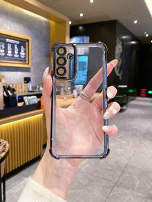 1pc Electroplated Anti-Fall Phone Case, Compatible With Samsung Galaxy/Infinix/Redmi/OPPO/VIVO/Realme - Black - View 2