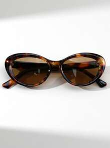 1 Paar Damen Katzenaugen-Leoparden-Muster Vintage vielseitige Straßenmode Modebrillen für Sommer Strand Urlaub, Outdoor, Reisen