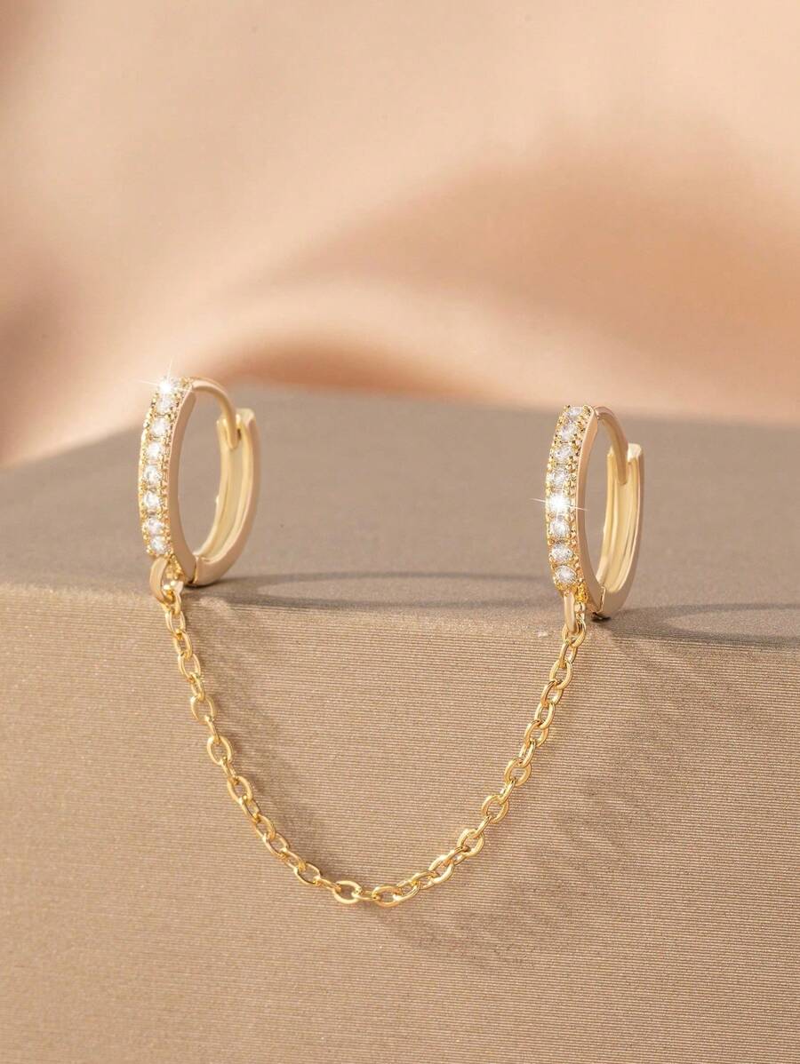 1 Set Luxury Chain Tassel Copper & Earrings & Eardrops, Gift For Date