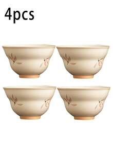 1pc/2pcs/4pcs 米色釉兰花与繁荣杯 陶瓷小茶杯 家用茶杯 单个陶瓷功夫茶具大师茶杯 下午茶冲泡杯 节日礼品杯 送给家人和朋友