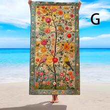 1pc Creative Printed Beach Towel, Soft Comfortable Lightweight Anti-Sand Beach Towel, Super Absorbent Beach Blanket, Suitable For Travel, Swimming, Diving, Surfing, Yoga, Camping, Sunbathing, Beach Accessories, Outdoor Travel Essential Gift