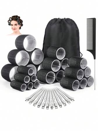 38PCS Hair Rollers Hair Curlers, Rollers, Curlers For Long Hair Thick, Jumbo Large Medium Small Rollers Set, 12 Stainless Steel Clips And Storage Bag, Back To School, Travel Holiday Essentials, Hair Curlers, Curly Hair Brush, Rollers, Curly Hair Products, Barber, Hair Curlers, Rollers, Curly Hair Products, Curler, Rollers Hair Curl, Christmas, Hair Curler, Curly Hair Products, Hair Curl, Hair Roller, Rollers For Hair, Curly Hair Tools, Heatless Curlers, Curly Hair Brush, Hairdressing Equipment,Heatless Waves,Travel Essentials,Hairstyle,Hairdressing,Curly Hair,Hair Rollers,Hair Curler,Heatless Curl,Heatless Curls,Hair Curlers,Rollers,Hair Curl,Rollers For Hair,Curly Hair Tools,Hair Rollers,Hair Roller,Curls Diffuser,Hair,Travel,Hair Products,Hair Tools,Hair Stuff,Barber,Barber Accessories,Barbershop,Hairdressing Equipment