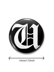 1pc 26 Letters Initial Alphabet Pattern Badge Brooch, Women Lapel Pin, Bag Charm, Clothing Accessory, Funny Gift For Friends, Family, Teachers, Classmates - Black and White - View 22