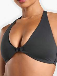 6pecil Schicker Sport-BH mit Haternacken und Frontverschluss, verstellbaren Rückenträgern, weichem, hochwertigem Material, bietet Komfort und Unterstützung für Fitness, Yoga, Laufen und lässiges Tragen