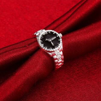 Bague en forme de montre avec zirconias AAA argent charm pour femme homme, bijou de mode pour mariage, fiançailles, fête, cadeau