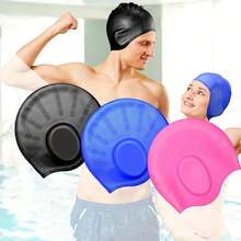 Unisex Waterproof Swimming Cap - High Elasticity, Ear Protection, Long Hair Coverage - Large Silicone Snorkeling Cap, Swimming Pool Floating Accessory, Water Sports Gear - Multicolor - View 1