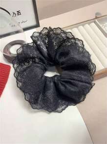 1 pièce Chouchou en dentelle doux et élégant pour femme, support de queue de cheval, convient aux robes, accessoire capillaire pour le port quotidien, printemps/été, chouchous de style bohème chic