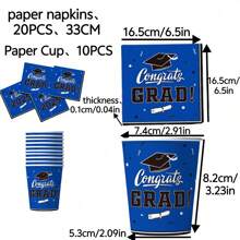 30pcs/Set Party Disposable Paper Napkins, Cups, 6 Colors (20pcs Napkins, 10pcs Cups), Suitable For Theme Parties, Gatherings, Daily Use, Home