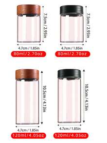 7 种款式，50ml-150ml，豪华圆形玻璃储物瓶，婚礼希望瓶螺旋盖小罐，哑光盖瓶，带密封木盖的玻璃储物罐，礼物