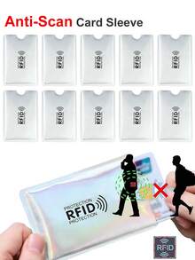 10 piezas de fundas protectoras contra escaneo, magnéticas, antirrobo y antiescáner RFID/NFC, de aluminio, para proteger tarjetas bancarias y de identificación - Multicolor - Ver 10