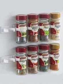 1pc Kitchen Bottle Clamp Organizer Rack, Easy Installation, No Drilling, Spice Jar Storage Shelf - Multicolor - View 6