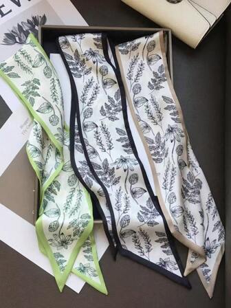 3条装印花真丝发带，发巾，发圈，日常及度假多用途头巾发带吸汗带秋冬发带发饰女士头巾柔软头巾