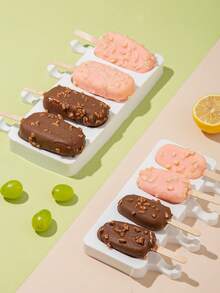 4pcs Silicone Dragon Popsicle Mold + 8pcs Small Pudding Ice Cream Mold DIY Popsicle, Ice Cream, Cake Baking Mold, Homemade - White - View 5