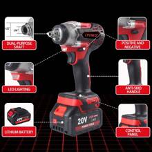 LYUWO Power Tool, Rechargeable Lithium Battery, 420N. M Electric High Torque Wrench, Suitable For Small And Medium-Sized Car Maintenance And Stage Bracket Maintenance. It Can Rotate Clockwise Or Counterclockwise And Can Be Equipped With A Drill Bit. It Is Dual-Use And Has LED Lights. Drill Bits And Accessories Are Given As Gifts