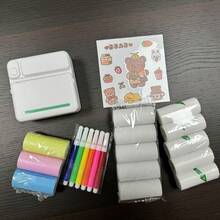 多功能便携式迷你无线照片打印机 - 用于标签和笔记的即时热敏打印，紧凑轻巧的设计，无线连接，无墨水，USB 充电，非常适合日记、学习工具和纪念礼物、旅行打印设备 | 别致的设计 | 耐用的热敏纸 - 彩色 - 查看 15