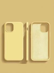 Silicone Phone Case Apple Basic Phone Cases Yellow Edit Neon Solid Phone Case Compatible With IPhone15/15Plus/15Pro/15Promax - Yellow - View 2