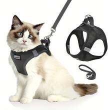 Harness And Leash Set, Suitable Walking, Escape-Proof, Adjustable Soft Vest With Reflective Strips, Suitable Cats, Comfortable Outdoor Vest