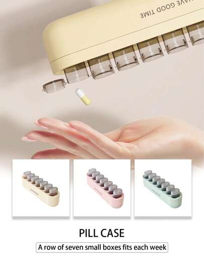 7-Day Portable Plastic Weekly Pill Organizer Box, Large Capacity Divider For Travel Medicine Case