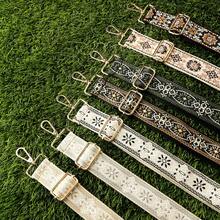 3.8厘米/1.5英寸宽黑色、棕色、米色花卉3D提花图案可调节、可拆卸肩带、可旋转，适用于包、相机、仪器、旅行配件、摄影爱好者礼物、送给她的礼物 - 彩色 - 查看 1