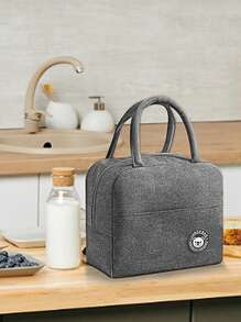 1pc Large Capacity Bear Pattern Insulated Lunch Bag, Waterproof And Oil-Proof Lunch Tote Bag For Students, Office Workers, Reinforced Aluminum Foil Lining, Oxford Cloth Insulated Lunch Box