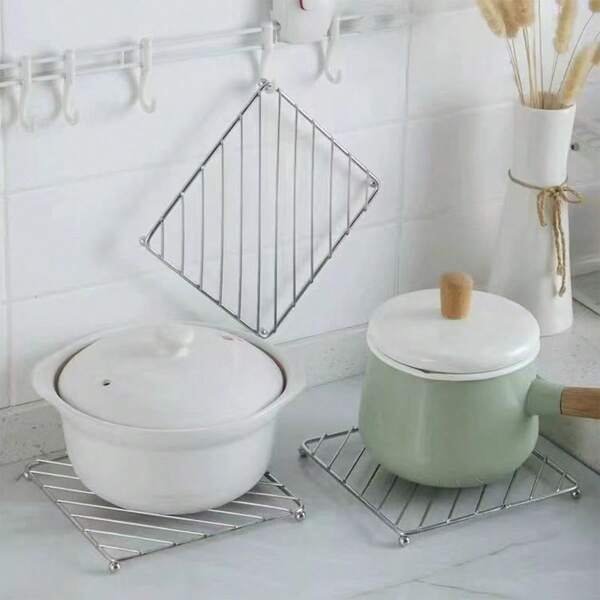 1 peça de suporte quadrado de malha de aço inoxidável, tapete resistente ao calor para bancada de cozinha, jogo americano, pegador de panela, resistente, multifuncional, presente de Natal, Halloween, Ação de Graças, itens essenciais para casa