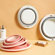 1pc Foldable Silicone Basin, Portable Collapsible Washbasin For Face Washing, Vegetable Washing, Foot Soaking, Multi-Purpose, Suitable For Dorm