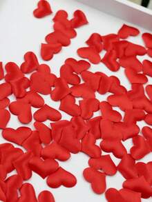 About 100Pcs Red Heart Shape Confetti For Wedding Valentines Decoration Party Supplies,DIY Heart Petals Wedding Decorations Satin Heart Shaped Fabric Artificial Flower Petals Birthday Table Party Supplies Confetti