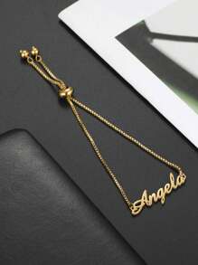 1PC Versatile And Beautiful Name Bracelet For Girl And Girls, Adjustable And Personalized Stainless Steel Fashion Jewelry, Family Gift-Gold Gold,Silver,Frosted Gold