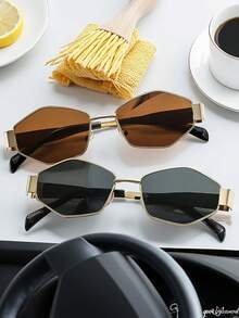 2pcs/1pc Of Ultra Light Oval Fashion Glasses, Y2K Brand Style Fashion Glasses, Casual And Outdoor Chic Accessories For Summer Women's Fashion Glasses, Women's Fashion Glasses, Autumn And Winter Clothing, Beach Accessories, Retro Y2K High-End Glasses, Business Leisure Gifts, Suitable For Daily Wear, Beach, Beach, Vacation, Walking, Shopping, Driving, Street Photography, Fashion Magazine Runway - Gold - View 4