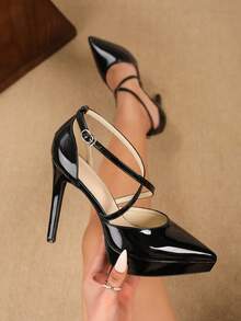 Sexy High Heel Platforms Closed Toe Pumps - Black - View 2