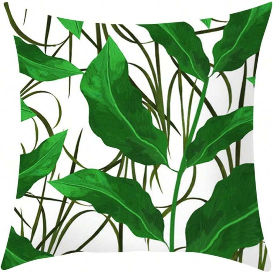 Throw Pillow Covers Summer Green Leaf Pillows For Couch Throw Pillows For Couch Square Throw Pillow Cover For Sofa Bedroom Car Home Decor,18x18Inch - A - View 1