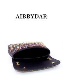 Glamorous Shiny Colorful Gemstone Evening Bag, Rhinestone Embellished Clutch Handbag Suitable For Weddings, Parties, Dinners, Valentine's Day Gifts