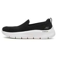Skechers 女式 Go Walk Flex 一脚蹬休闲鞋，低帮，轻便，舒适步行鞋 124957-BKW - 黑色 - 查看 1