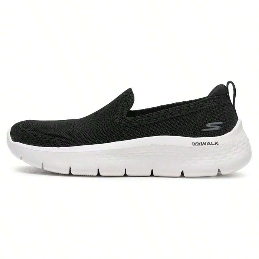 Skechers 女式 Go Walk Flex 一脚蹬休闲鞋，低帮，轻便，舒适步行鞋 124957-BKW - 黑色 - 查看 1