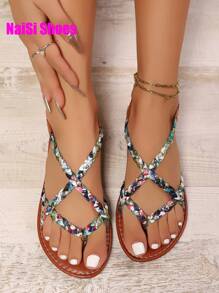 Women's New Woven Black, Brown, White Flat Sandals Slippers, Flip Flops, Solid Color Open Toe Non-Slip Slides, Outdoor & Indoor Wear, Casual Daily Wear Flat Sandals, Beach Bohemian Criss-Cross Strap Flat Sandals, Woven Strap Flat Sandals Combination, Comfortable Light Weight Hollow Open Toe Sandals Slippers, High-Top Roman Shoes, Gold Sandals, Black Sandals, Beach Shoes
