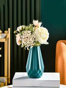 1 件塑料花瓶，防褪色、防变形，适用于书桌、书房、餐厅、办公桌，可容纳真花/人造花 - 彩色 - 查看 10