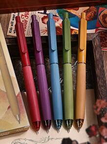 Set di 5 penne dai colori neutri Morandi, scrittura fluida, impugnatura comoda, design interessante, adatte per ufficio, scuola, progetti creativi, riunioni, prendere appunti, calligrafia, evidenziazione