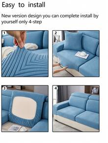 1件装弹力沙发套，防水防滑，四季通用，可机洗，宠物友好，适用于卧室和客厅的L型及1/2/3/4座沙发，柔软面料家具保护套 - 寶藍色 - 查看 11