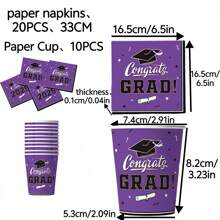 30pcs/Set Party Disposable Paper Napkins, Cups, 6 Colors (20pcs Napkins, 10pcs Cups), Suitable For Theme Parties, Gatherings, Daily Use, Home