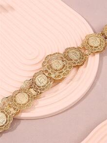 Vintage Court Style Hollow Flower & Head-Shaped Gold Coin Pattern Metal Alloy Waist Chain For Wedding, Banquet, Party Valentines,Mom,Mother,Mother's Day,Gift - Belt Waist Chain - View 9