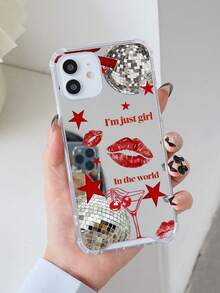 Red Lip Pattern Mirror Shockproof Phone Case, Waterproof, Anti-Shock, Anti-Scratch - Multicolor - View 4