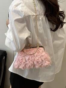 优雅玫瑰图案晚宴包、婚礼派对手拿包、温柔甜美女士钱包、情人节女士礼物（图案随机）情人节